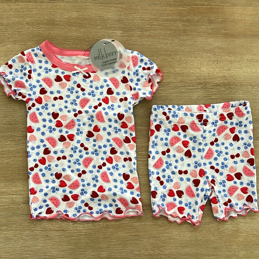 Milkberry Baby Girl Summer Fruits Short Pajama Set 12 months 3T 4T 5T